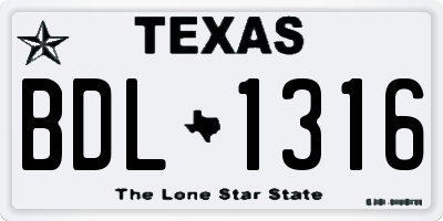 TX license plate BDL1316