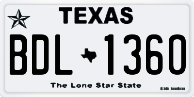 TX license plate BDL1360
