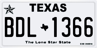TX license plate BDL1366