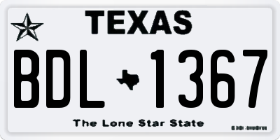 TX license plate BDL1367