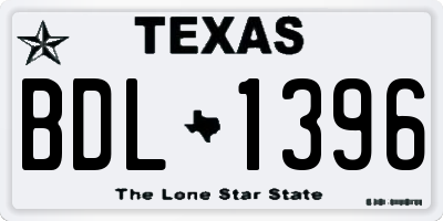 TX license plate BDL1396