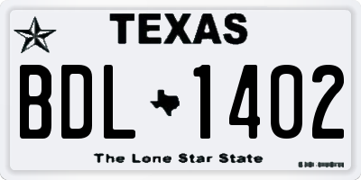 TX license plate BDL1402