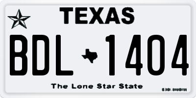 TX license plate BDL1404