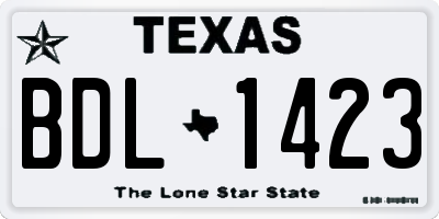 TX license plate BDL1423