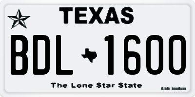 TX license plate BDL1600