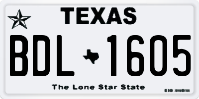 TX license plate BDL1605