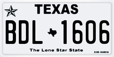 TX license plate BDL1606