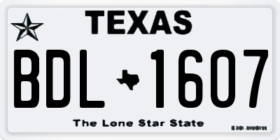 TX license plate BDL1607