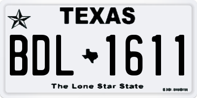 TX license plate BDL1611
