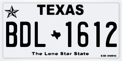 TX license plate BDL1612