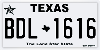TX license plate BDL1616
