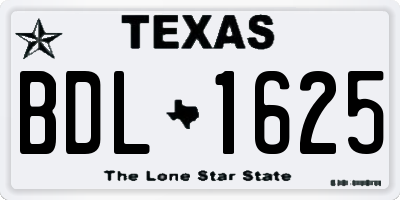 TX license plate BDL1625