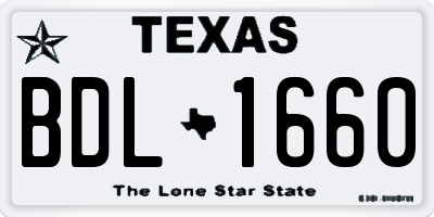 TX license plate BDL1660