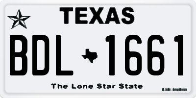 TX license plate BDL1661