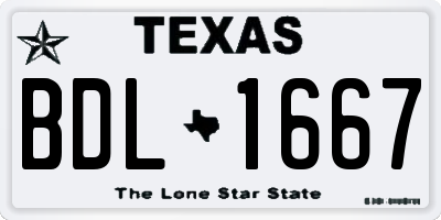 TX license plate BDL1667