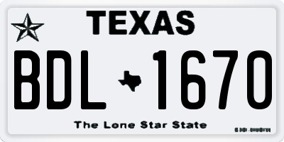 TX license plate BDL1670