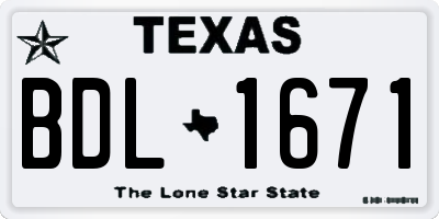 TX license plate BDL1671