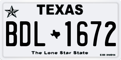 TX license plate BDL1672