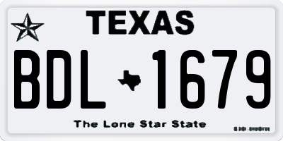 TX license plate BDL1679