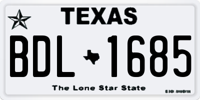 TX license plate BDL1685