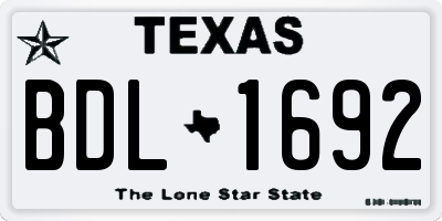 TX license plate BDL1692