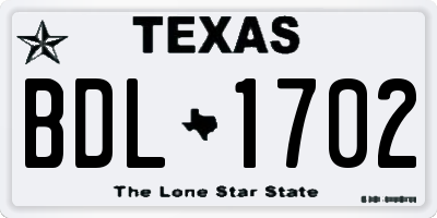 TX license plate BDL1702