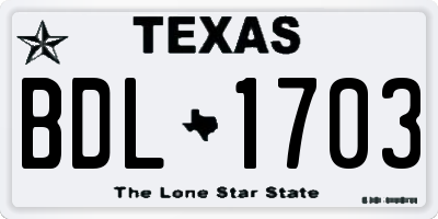 TX license plate BDL1703