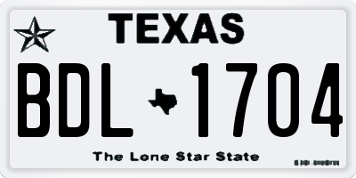 TX license plate BDL1704