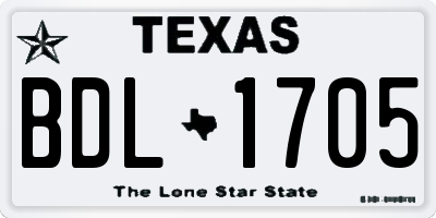 TX license plate BDL1705