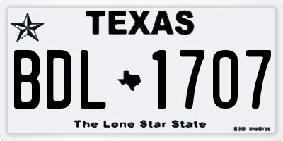 TX license plate BDL1707