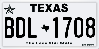 TX license plate BDL1708