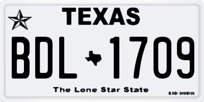 TX license plate BDL1709