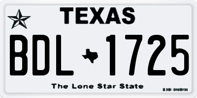 TX license plate BDL1725