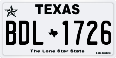 TX license plate BDL1726