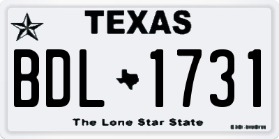 TX license plate BDL1731