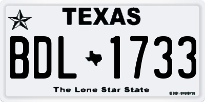 TX license plate BDL1733
