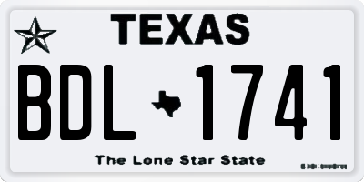TX license plate BDL1741