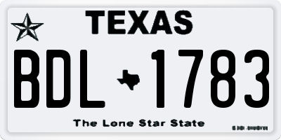 TX license plate BDL1783