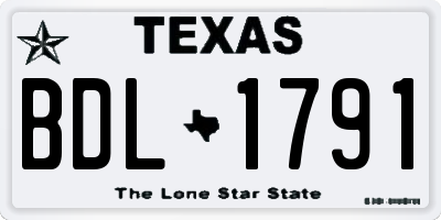 TX license plate BDL1791