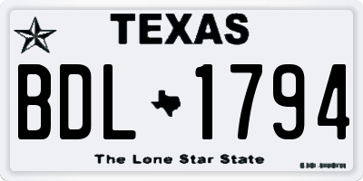 TX license plate BDL1794