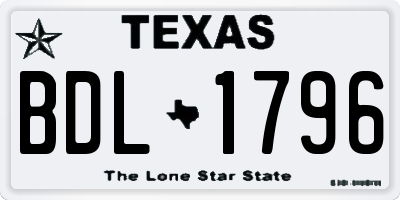 TX license plate BDL1796
