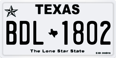 TX license plate BDL1802