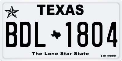 TX license plate BDL1804