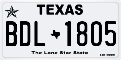 TX license plate BDL1805