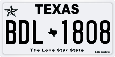 TX license plate BDL1808