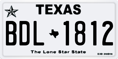 TX license plate BDL1812