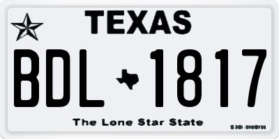TX license plate BDL1817