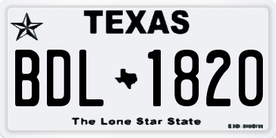 TX license plate BDL1820