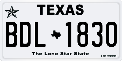 TX license plate BDL1830