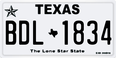 TX license plate BDL1834